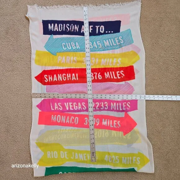 NWOT kate spade Travel Distance Sign Scarf Holiday Vacation - Picture 9 of 9